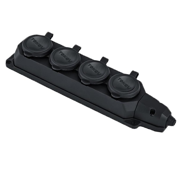 Колодка для удлинителя с заглушкой Tokov Electric 4x2Р+РЕ 16А 250В каучук IP44 черная