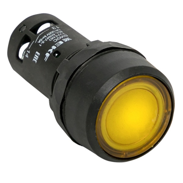 Кнопка EKF PROxima SW2C-10D с подсветкой NO 22мм 24В DC IP54 желтая