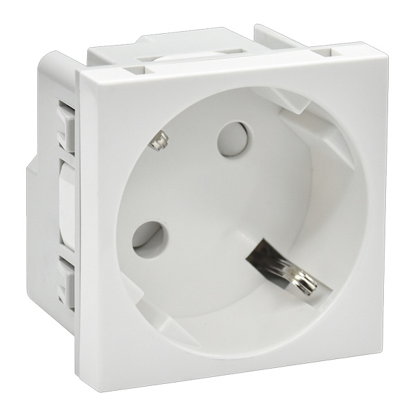 Розетка ИЭК Праймер 2P+E 16А 45 градусов с винтовым зажимом шторки 2 модуля белый