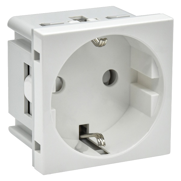 Розетка ИЭК Праймер 2P+E 16А с винтовым зажимом шторки 2 модуля белый