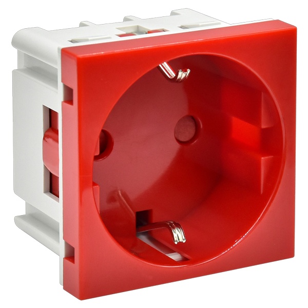 Розетка ИЭК Праймер 2P+E 16А с винтовым зажимом шторки 2 модуля красный