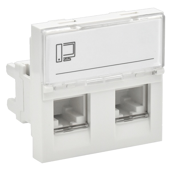 Розетка двойная информационная ИЭК Праймер 2xRJ-45 UTP категория 5Е 2 модуля белый
