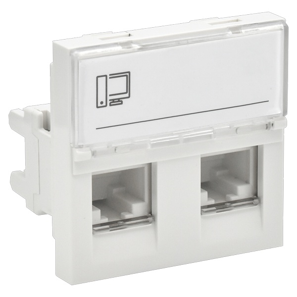 Розетка двойная информационная ИЭК Праймер 2xRJ-45 UTP категория 6 2 модуля белый