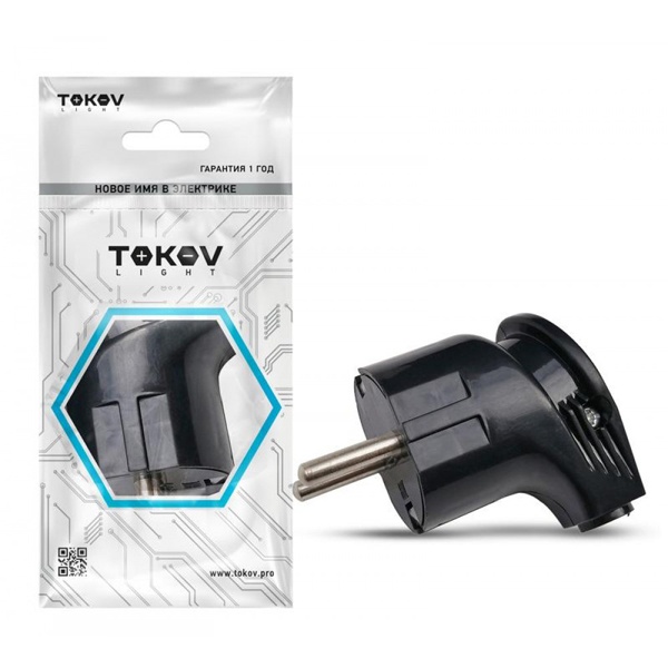 Вилка угловая с заземлением Tokov Electric TKL-PLUZ-C05 16А 250В черный