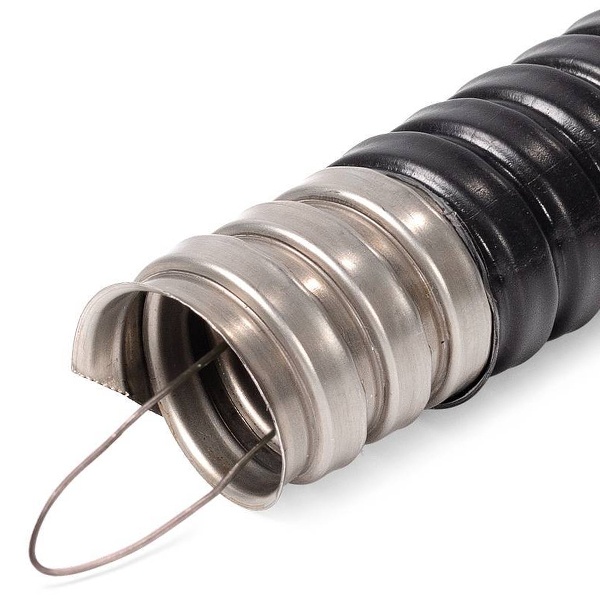 Металлорукав Fortisflex МРПИнг 22 мм INOX 22 из нержавеющей стали в ПВХ-изоляции с протяжкой