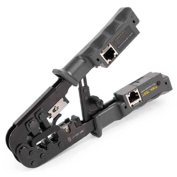 Пресс-клещи КВТ для RJ разъемов JT-02T Профи для RJ-45, RJ-12, RJ-11 c тестером витой пары