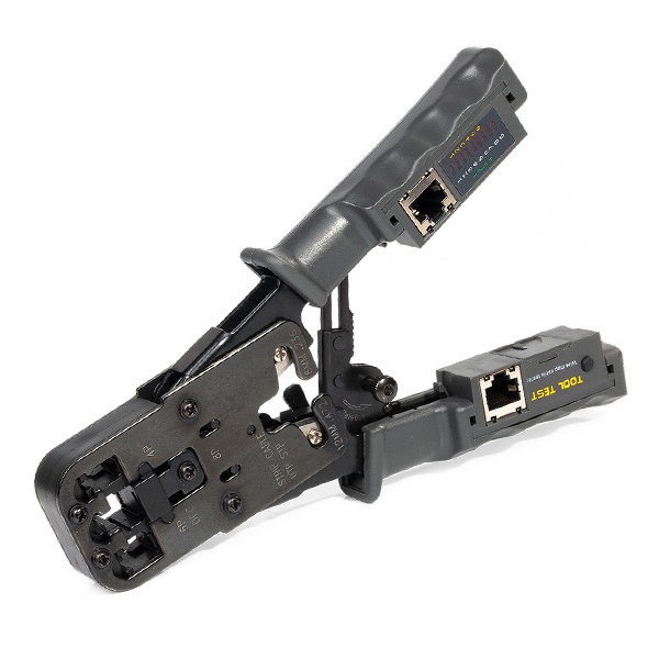 Пресс-клещи КВТ для RJ разъемов JT-03T Профи Кримпер RJ-45, RJ-12, RJ-11, RJ-22, тестер витой пары