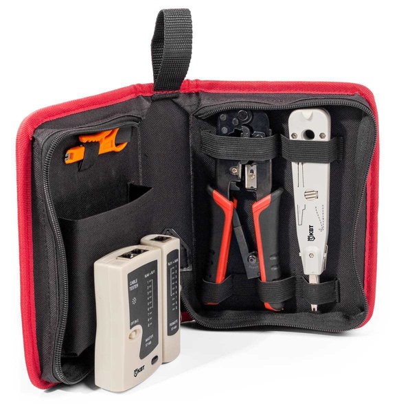 Набор КВТ для работ с сетевым кабелем LAN-4 Профи PD-01, PD-04, JT-02, тестер КТ-468 в комплекте