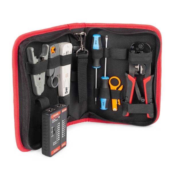 Набор КВТ для работ с кабелем LAN-8 Профи PD-01 PD-04 JT-2 KC-332 KC-501 тестер KT-468C, отвертки