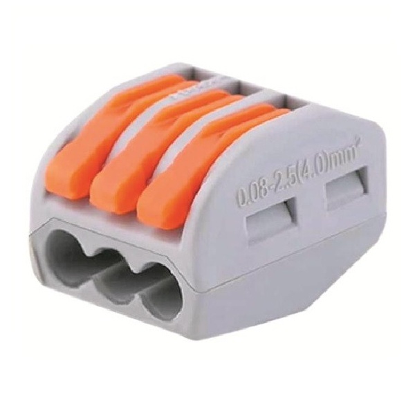 Клемма строительно-монтажная Tokov Electric PCT-213 с рычагом 3 отверстия 0,08-4,0 мм [100 шт]