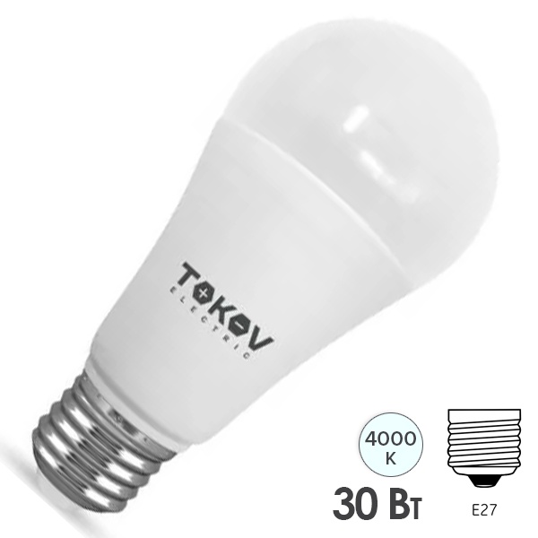 Лампа светодиодная Tokov Electric A70 30W 4000K 220V E27 холодный свет