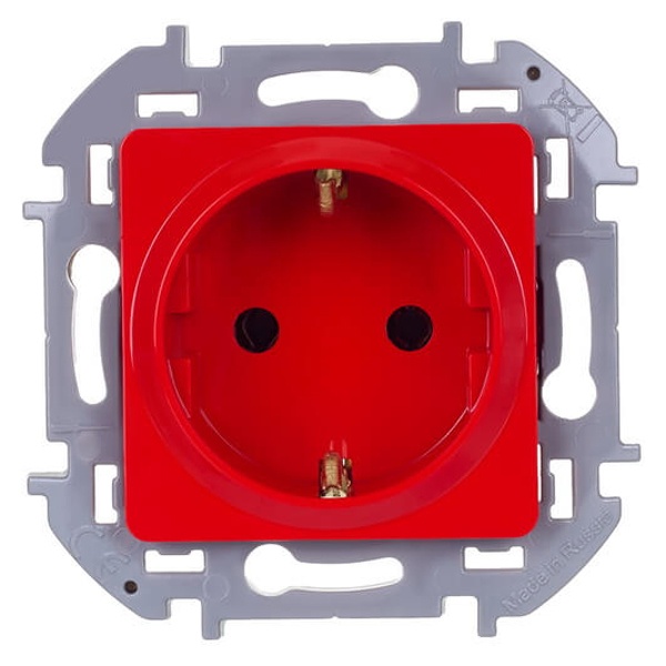 Розетка с/з 220В со шторками Legrand Inspiria красный