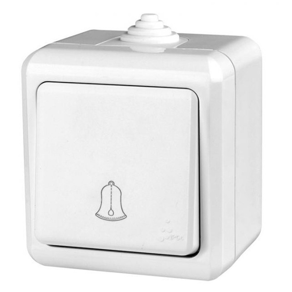 Кнопка звонка Tokov Electric ОП Dita 10А 250В белая IP54