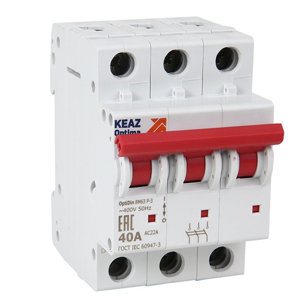 Рубильник модульный КЭАЗ OptiDin ВМ63Р-320-УХЛ3 3П 20А трехфазный (выключатель нагрузки)