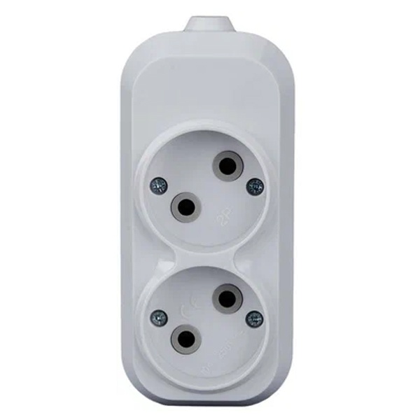 Колодка удлинителя Tokov Electric на 2 розетки 10А без заземления АБС-пластик белая