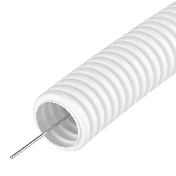 Труба гофрированная ПЛЛ DKC 50 мм гибкая с протяжкой негорючая без галогена белая ПВ-0 [упак.15м] (гофра для кабеля)