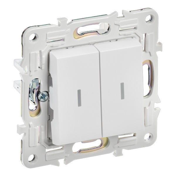 Выключатель двухклавишный с индикацией ИЭК SKANDY SK-V09W 10А арктический белый