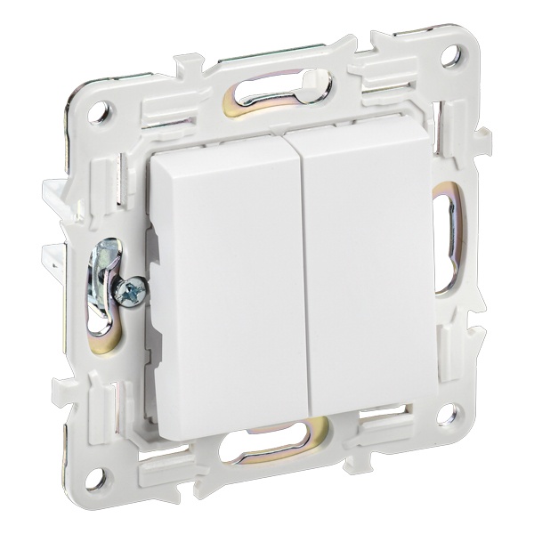 Переключатель двухклавишный ИЭК SKANDY SK-V05W 10А арктический белый