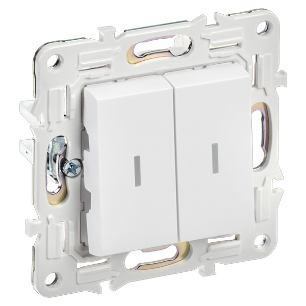 Переключатель двухклавишный с индикацией ИЭК SKANDY SK-V10W 10А арктический белый