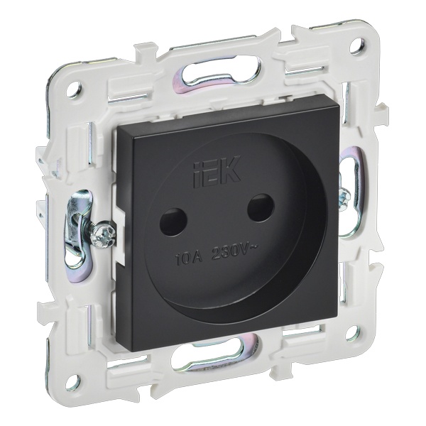 Розетка без заземления ИЭК SKANDY SK-R01Bl 10А шторки черный