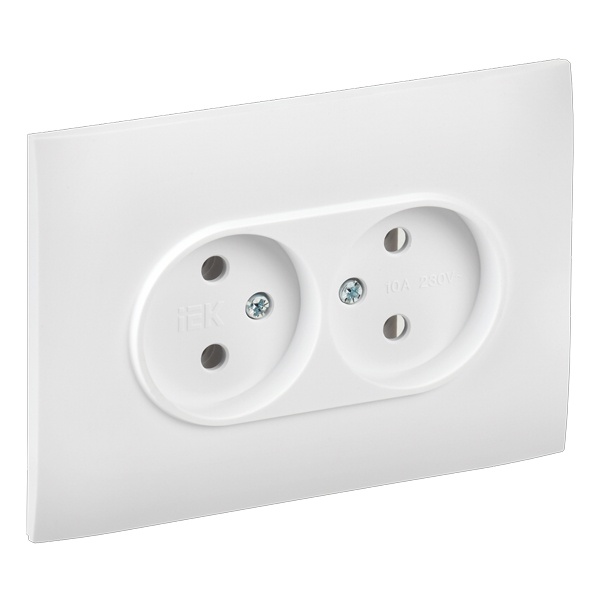 Розетка 2-я без заземления в сборе ИЭК SKANDY SK-R10W 10А арктический белый