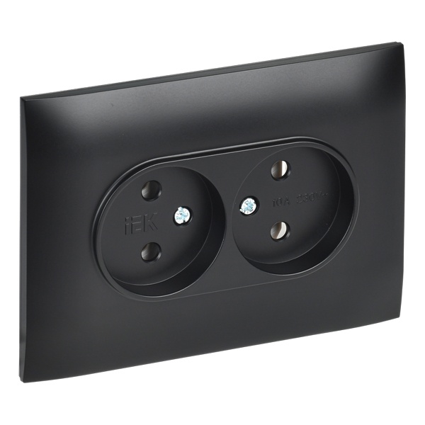 Розетка 2-я без заземления в сборе ИЭК SKANDY SK-R10Bl 10А черный