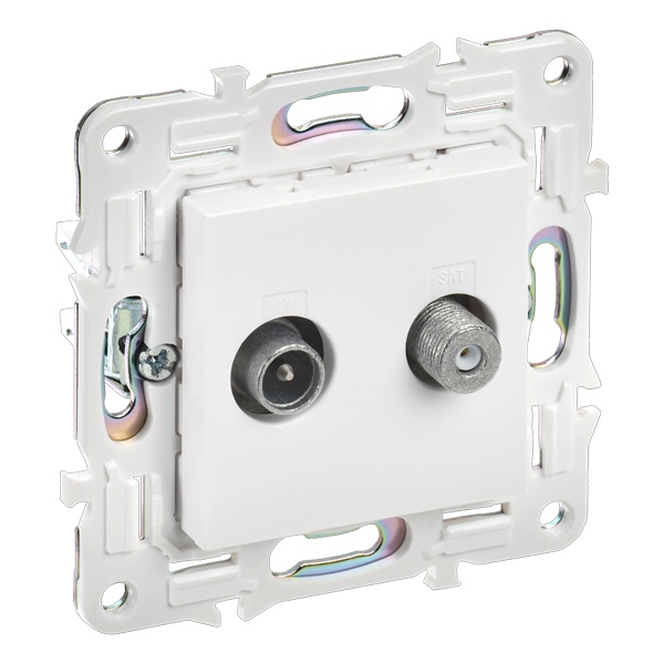 Розетка двойная TV+SAT ИЭК SKANDY SK-A13W арктический белый