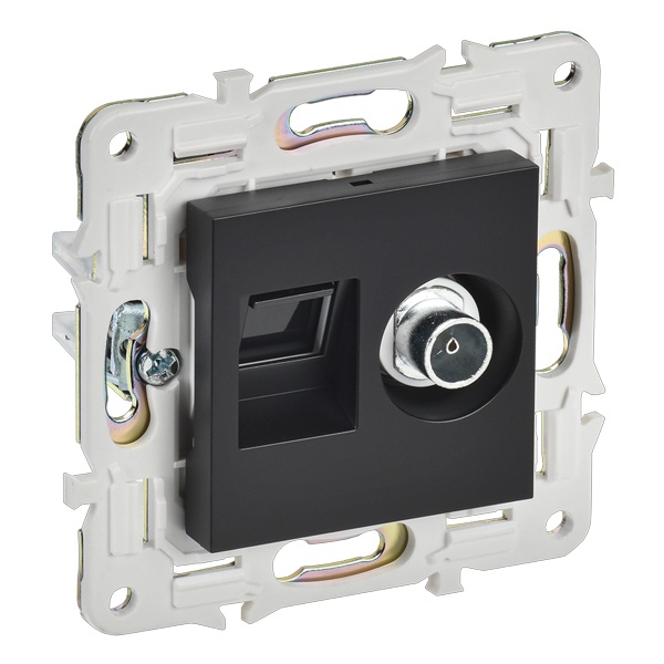 Розетка двойная TV+RJ45 кат.5E ИЭК SKANDY SK-A14Bl черный