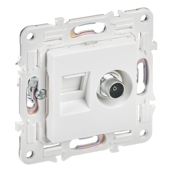 Розетка двойная TV+RJ45 кат.5E ИЭК SKANDY SK-A14W арктический белый