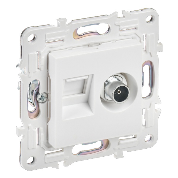 Розетка двойная TV+RJ45 кат.6E ИЭК SKANDY SK-A15W арктический белый