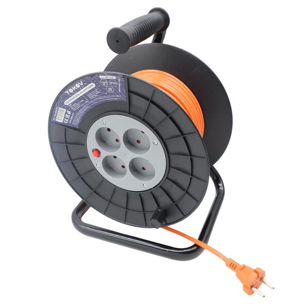 Удлинитель на катушке Tokov Electric 4х20м без заземления 6А IP20 2х0.75 мм