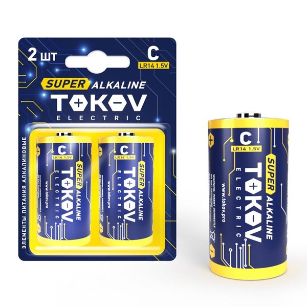 Элемент питания алкалиновый Tokov Electric С/LR14 (блистер 2шт)