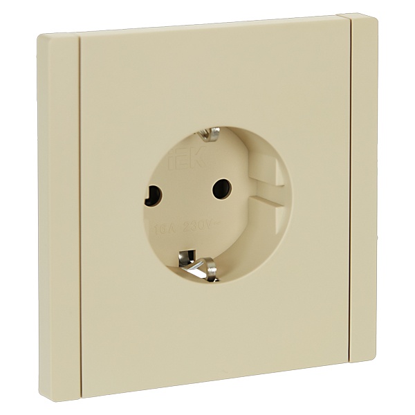 Розетка с заземлением ИЭК FORTE&PIANO 16А FP413 шторки автозажим ваниль