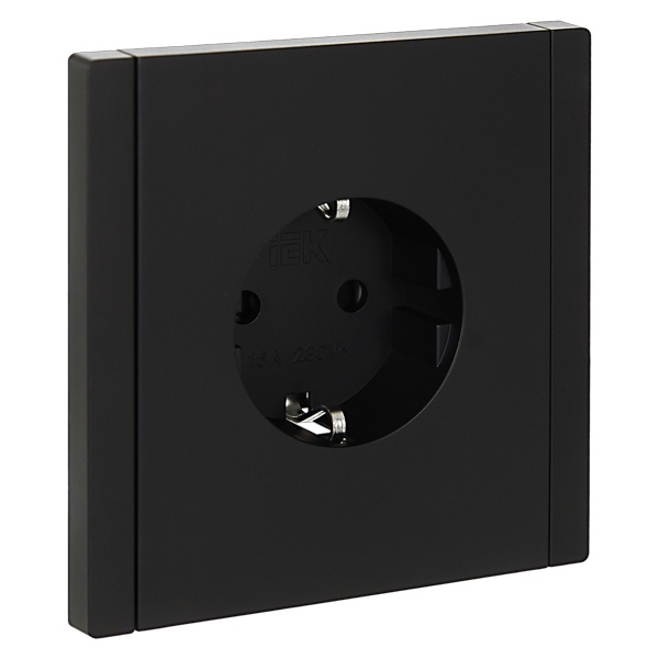 Розетка с заземлением ИЭК FORTE&PIANO 16А FP115 шторки черный