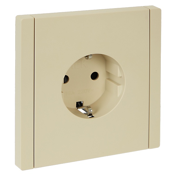 Розетка с заземлением ИЭК FORTE&PIANO 16А FP415 шторки ваниль