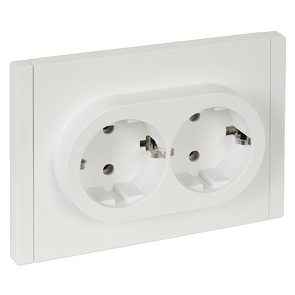 Розетка 2-я с заземлением в сборе ИЭК FORTE&PIANO FP224 16А автозажим белый