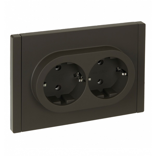 Розетка 2-я с заземлением в сборе ИЭК FORTE&PIANO FP324 16А автозажим серый