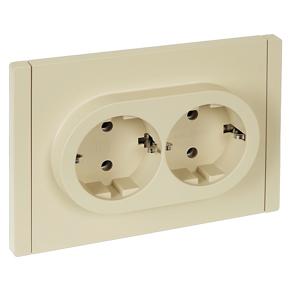 Розетка 2-я с заземлением в сборе ИЭК FORTE&PIANO FP424 16А автозажим ваниль