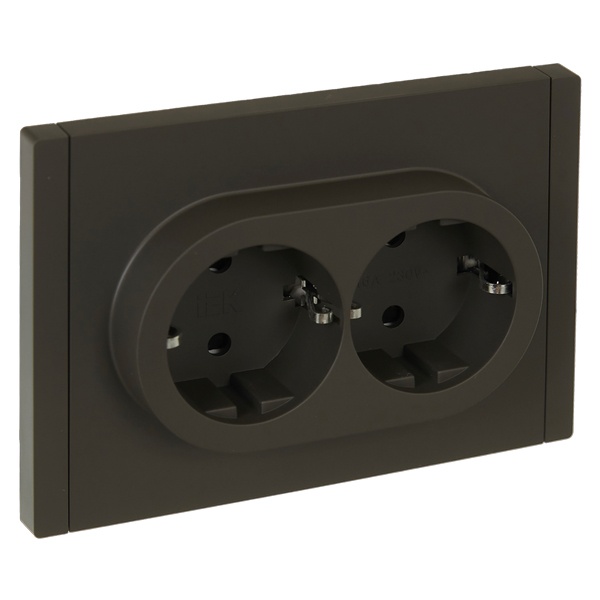 Розетка 2-я с заземлением в сборе ИЭК FORTE&PIANO FP323 16А шторки автозажим серый