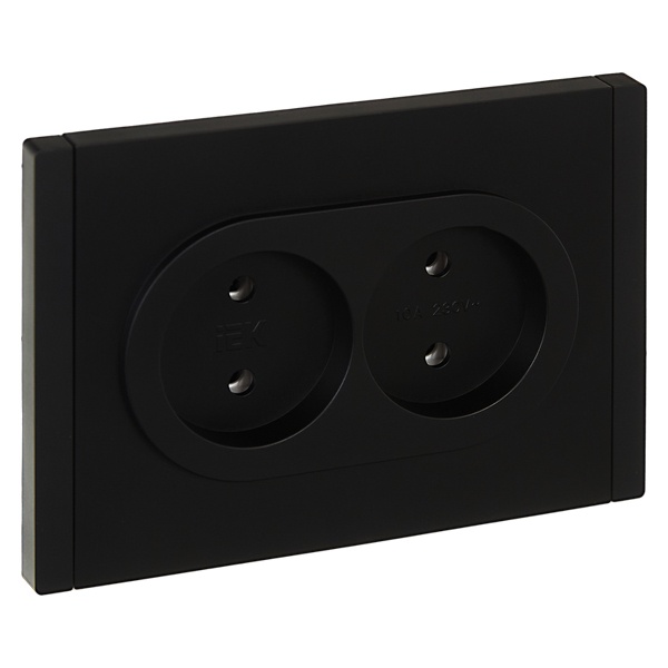 Розетка 2-я без заземления в сборе ИЭК FORTE&PIANO FP126 10А автозажим черный
