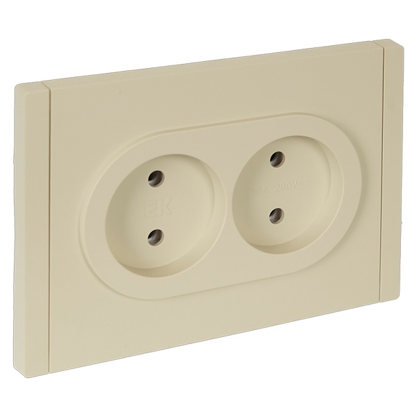 Розетка 2-я без заземления в сборе ИЭК FORTE&PIANO FP426 10А автозажим ваниль