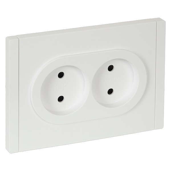Розетка 2-я без заземления в сборе ИЭК FORTE&PIANO FP225 10А шторки автозажим белый