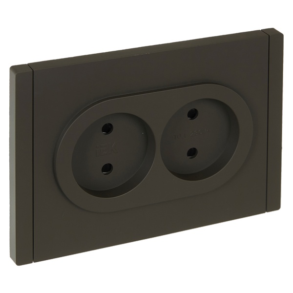 Розетка 2-я без заземления в сборе ИЭК FORTE&PIANO FP325 10А шторки автозажим серый