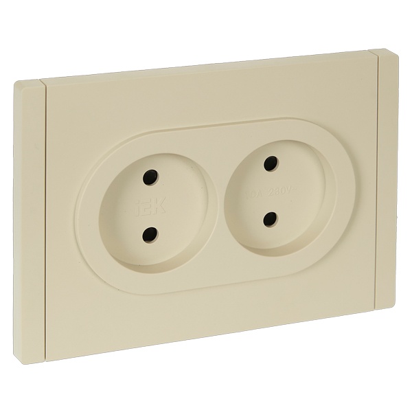 Розетка 2-я без заземления в сборе ИЭК FORTE&PIANO FP425 10А шторки автозажим ваниль