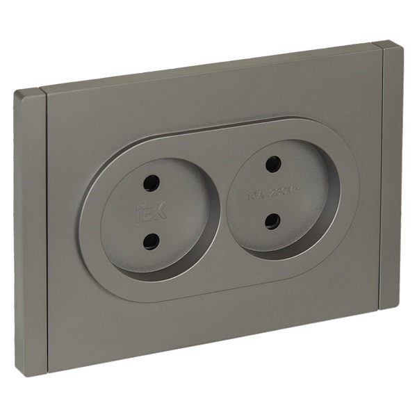 Розетка 2-я без заземления в сборе ИЭК FORTE&PIANO FP525 10А шторки автозажим сталь