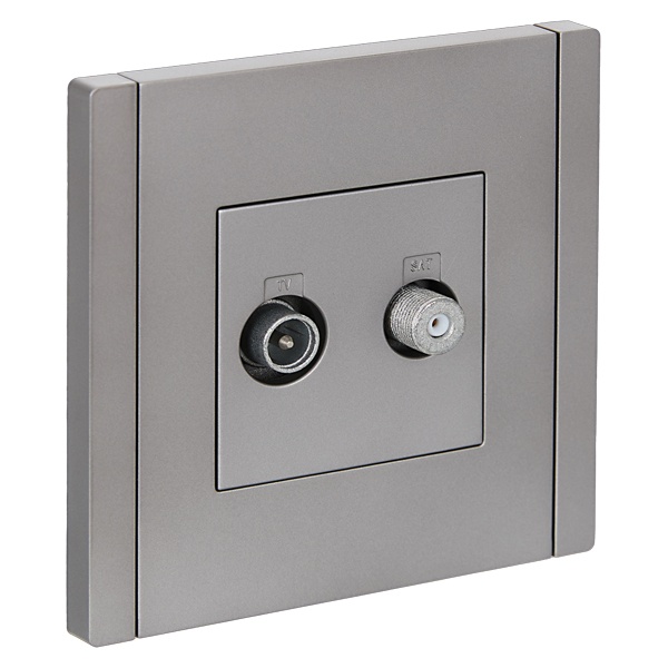 Розетка двойная TV+SAT ИЭК FORTE&PIANO FP538 сталь