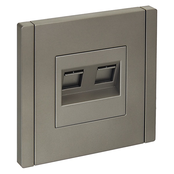 Розетка компьютерная 2-ая RJ45 кат.5E ИЭК FORTE&PIANO FP533 сталь