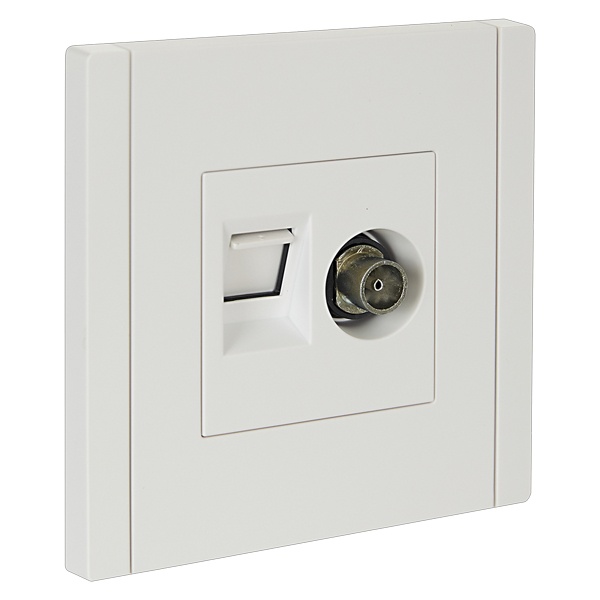 Розетка двойная TV+RJ45 кат.5E ИЭК FORTE&PIANO FP236 белый