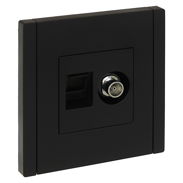 Розетка двойная TV+RJ45 кат.5E ИЭК FORTE&PIANO FP136 черный