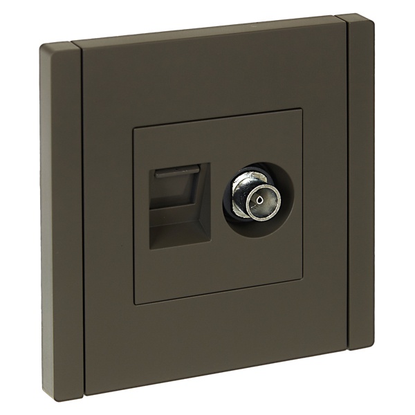 Розетка двойная TV+RJ45 кат.5E ИЭК FORTE&PIANO FP336 серый